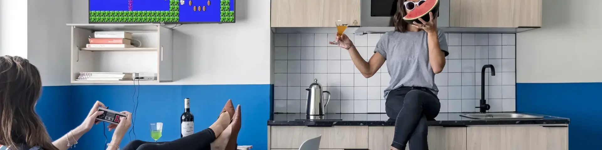 Person sitting on Kitchen