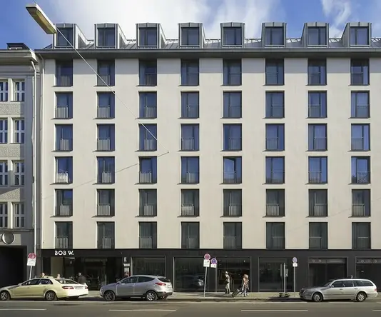 a building with many windows