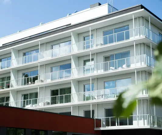 a building with many balconies