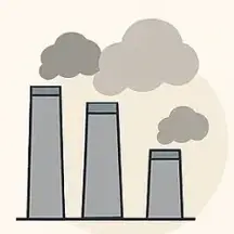 a smoke stacks with clouds