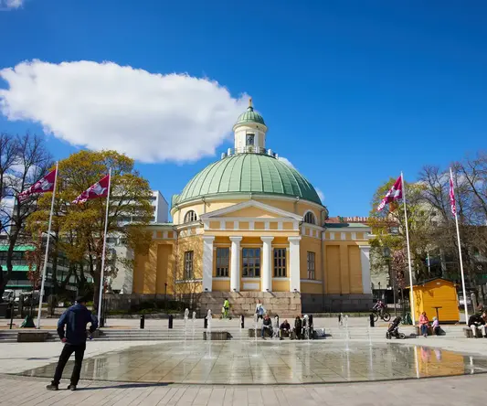 a brick building with a tower